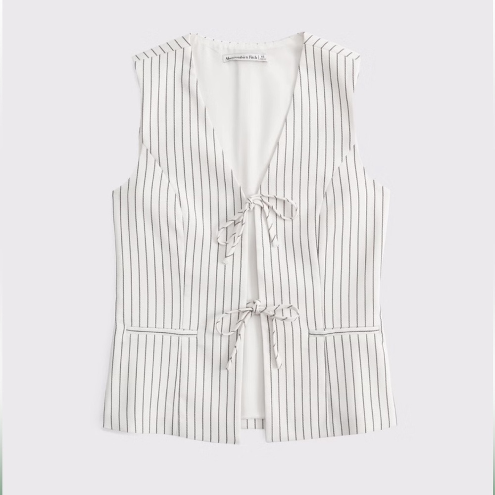 NWT Abercrombie & Fitch Cream Pinstripe Vest Size L